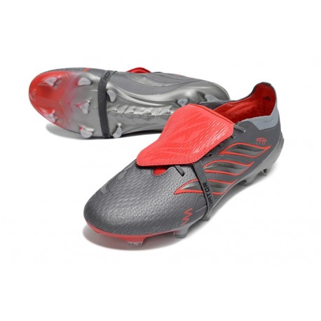 Crampons de Foot adidas Predator Tongue Elite FG Gris Rouge