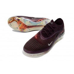 Chaussures de Foot Nike Phantom 6 Elite FG Bordeaux Crush Rouge Univ Fossile 