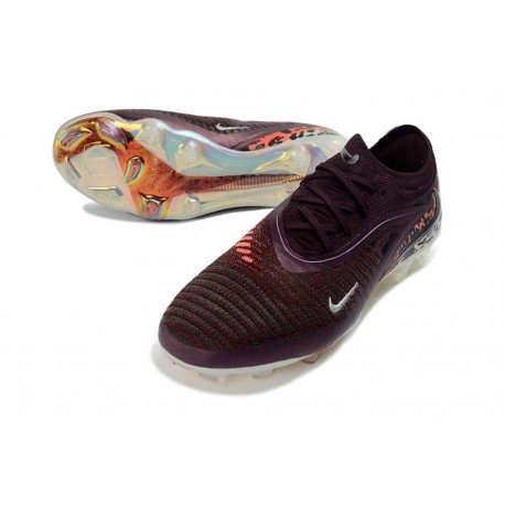 Chaussures de Foot Nike Phantom 6 Elite FG Bordeaux Crush Rouge Univ Fossile 