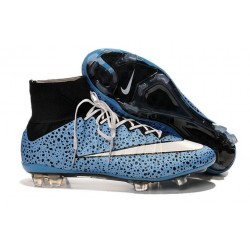 Nike Crampons de Foot Nouveau Mercurial Superfly FG Safari Bleu Blanc