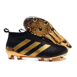 Crampons de Foot Paul Pogba adidas Ace16+ Purecontrol FG/AG Neuf Noir Or