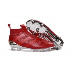 Chaussures Football Homme adidas Ace16+ Pure Control FG Rouge Argent
