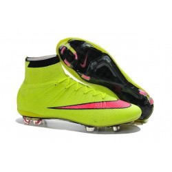 Chaussure de Foot Nouvel 2015 Nike Mercurial Superfly FG Jaune Rose