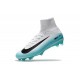 Crampons Football Ronaldo Nike Mercurial Superfly 5 FG Blanc Bleu Noir