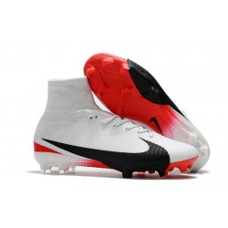 Crampons Football Nouvelles Nike Mercurial Superfly V FG ACC - Blanc Rouge Noir