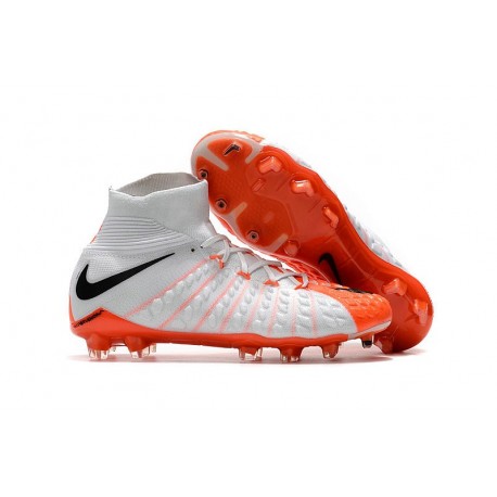 Nike Hypervenom Phantom III DF Flyknit FG - Blanc Orange