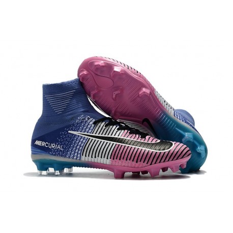 Nike Hommes Chaussure Nouveaux Mercurial Superfly 5 FG - Bleu Rose Noir