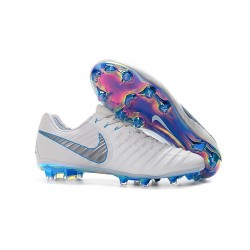 Nike Crampons de Football Tiempo Legend VII FG - Blanc Gris Bleu