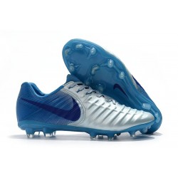Nike Crampons de Football Tiempo Legend VII FG - Argente Bleu