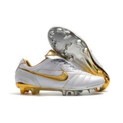 Chaussure Football Nike Tiempo Legend R10 FG - Blanc Or