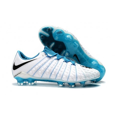 Nike Crampons Hypervenom Phantom III Elite FG Blanc Bleu