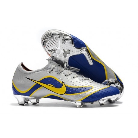 Nike Mercurial Vapor 12 Elite FG Crampons de Foot - Argent Bleu Jaune