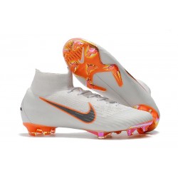 Chaussures de Foot Nike Mercurial Superfly VI FG Homme - Blanc Orange Noir