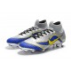 Chaussures de Foot Nike Mercurial Superfly VI FG Homme - Argent Bleu