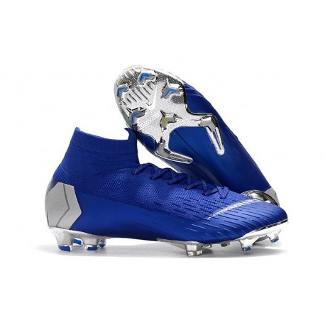 Nike Mercurial Superfly VI 360 FG Chaussure Football - Bleu Argent