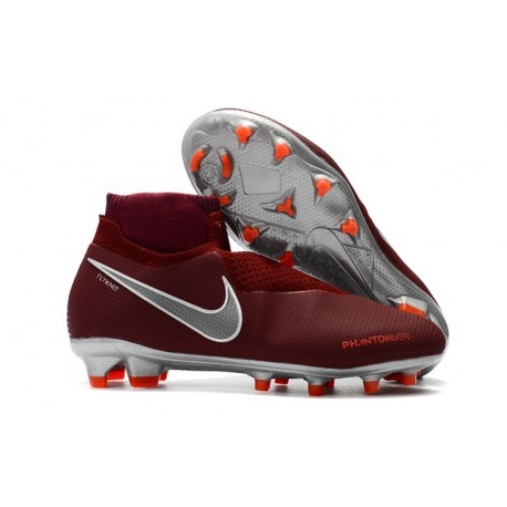 Chaussures de Football Nike Phantom Vision Elite DF FG Rouge Argent