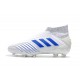 adidas Crampons de Foot Predator 19+ FG Blanc Bleu