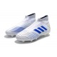 adidas Crampons de Foot Predator 19+ FG Blanc Bleu