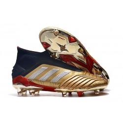 adidas Crampons de Foot Predator 19+ FG Or Argent Rouge