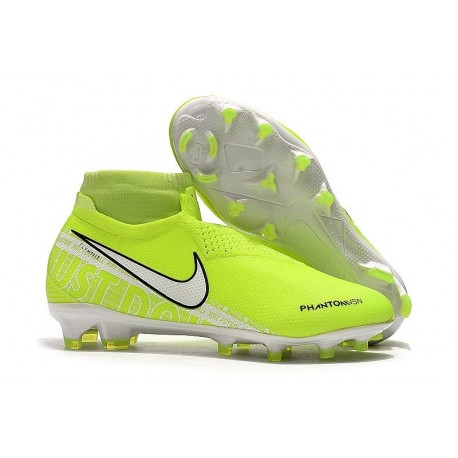 Nike Phantom Vsn Elite DF FG Crampons de Foot - Volt Blanc