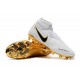 Chaussures de Football Nike Phantom Vision Elite DF FG Blanc Or Noir