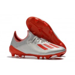 Chaussures adidas X 19.1 FG Silver Metallic Hi-Res-Red White