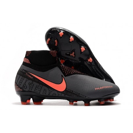 Nike Phantom Vsn Elite DF FG Crampons de Foot - Gris foncé Mangue claire Noir