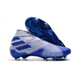 Crampons Nouveaux adidas Nemeziz 19+ FG Blanc Bleu