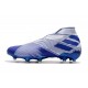 Crampons Nouveaux adidas Nemeziz 19+ FG Blanc Bleu