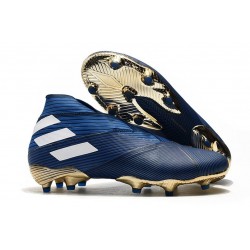 Crampons Nouveaux adidas Nemeziz 19+ FG Bleu Blanc